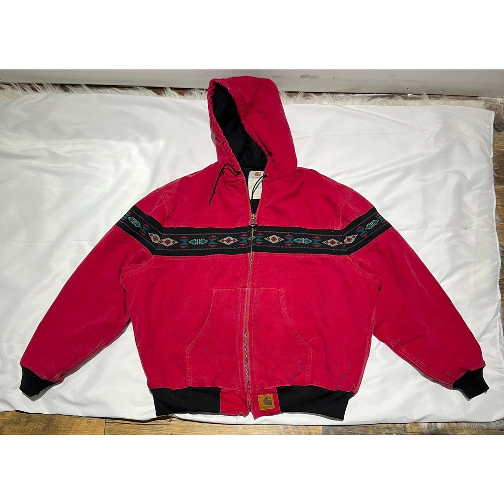 Carhartt Vintage Hooded Jacket 2XL XXL Navajo Southwest Aztec Santa Fe Quilted